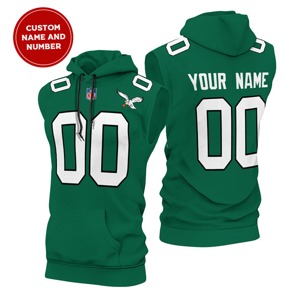 Men's Philadelphia Eagles Customized Green Limited Edition Sleeveless Hoodie Men's Philadelphia Eagles Customized Green Limited Edition Sleeveless Hoodie